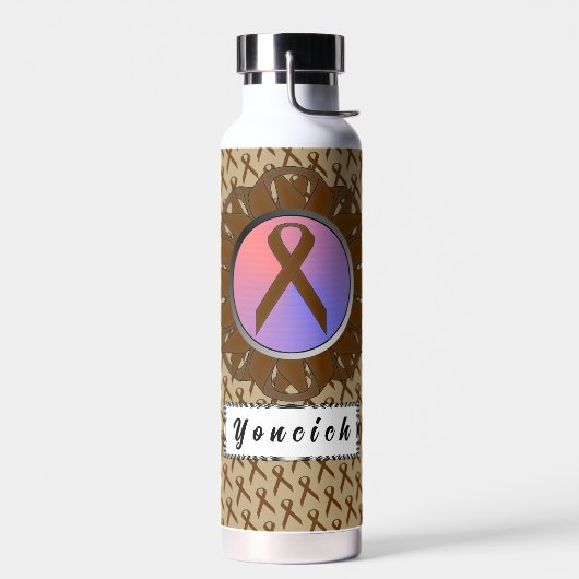 Bruin standaardlintje door Kenneth Yoncich Waterfles (Links)