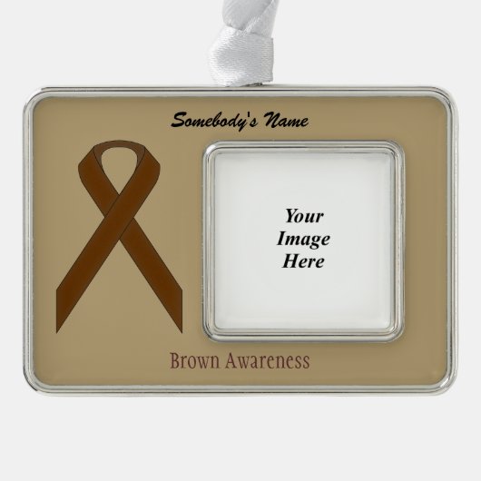 Bruin standaardlintsteen (H-O) van Kenneth Yoncich Verzilverd Omlijst Ornament (Voorkant)