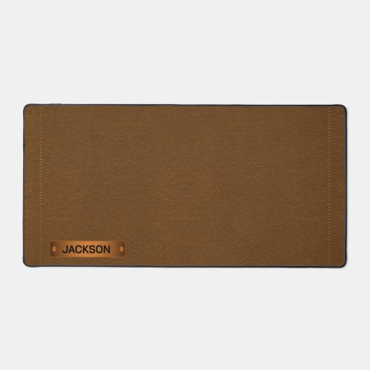 Bruin Steek Faux Leer - Personaliseer Bureaumat (Voorkant)