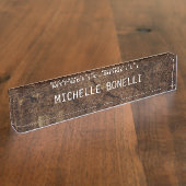 Bruin Steenontwerp Achtergrond Duidelijk Leesbaar Naambordje (Zijkant)