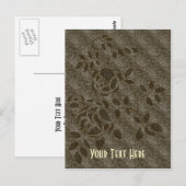 Bruin Stencil Rosebud Floral  Briefkaart (Voorkant / Achterkant)