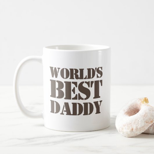 Bruin stencil tekst 's werelds beste papa koffiemok (Met donut)
