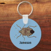 Bruin Stink Bug Light Blue, op maat gemaakt Sleutelhanger (Voorkant)