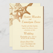 bruin strand op zee trouwuitnodiging kaart (Voorkant / Achterkant)