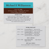 Bruin Stripe Blue RESUME Visitekaartjes (Voorkant / Achterkant)