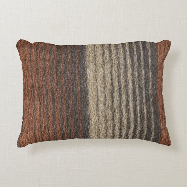 ▥ bruin Stripe polyester Accent Pillow 16 x 12 inc Decoratief Kussen (Voorkant)