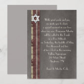 Bruin Striped Bar Mitzvah Uitnodiging (Voorkant / Achterkant)