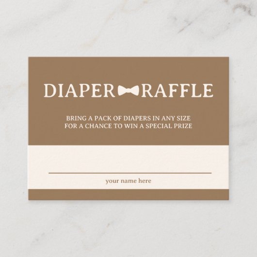 Bruin Stropdas Diaper Raffle Informatiekaartje (Voorkant)