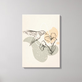 Bruin Stylist Colibri Vogel Illustratie Canvas Afdruk