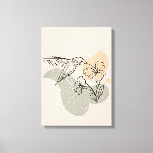 Bruin Stylist Colibri Vogel Illustratie Canvas Afdruk (Voorkant)