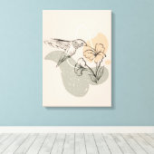 Bruin Stylist Colibri Vogel Illustratie Canvas Afdruk (Insitu (Houten vloer))