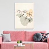 Bruin Stylist Colibri Vogel Illustratie Canvas Afdruk (Insitu (Woonkamer))