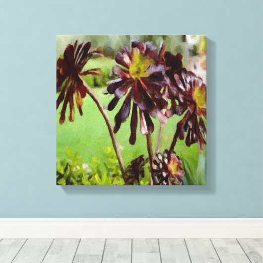 Bruin Succulent Canvas Afdruk (Insitu (Houten vloer))