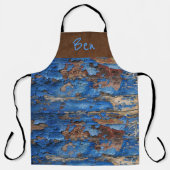 Bruin Suède N Blauw Chipped Paint *Personaliseer* Schort (Voorkant)