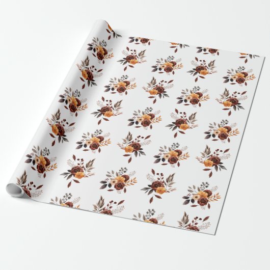Bruin & Taan Bloemmotief Cadeaupapier (Uitgerold)