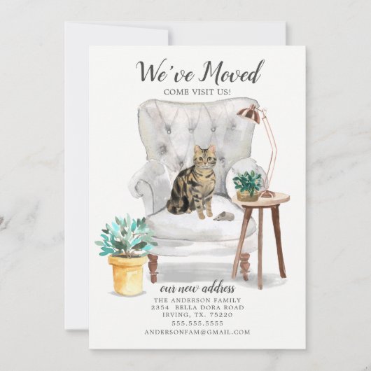 Bruin Tabby Cat Moving Announge Aankondiging (Voorkant)