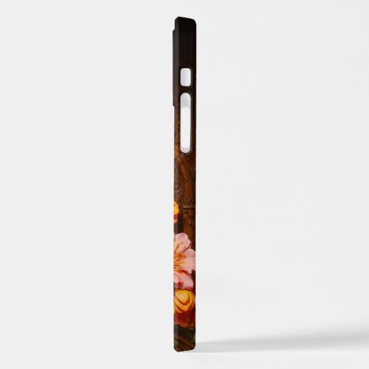 Bruin Tabby met bloemen en Victoriaans stijl iPhone Hoesje (Linkerkant)