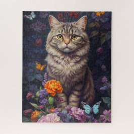 Bruin Tabby met bloemen en Victoriaans stijl Legpuzzel