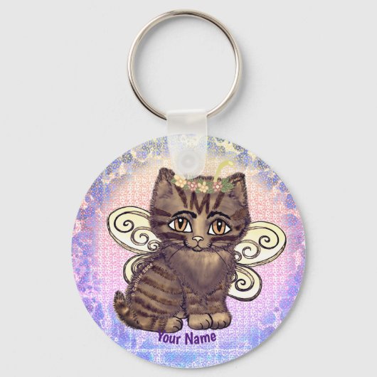Bruin tafelblad cat Fairy Sleutelhanger (Voorkant)