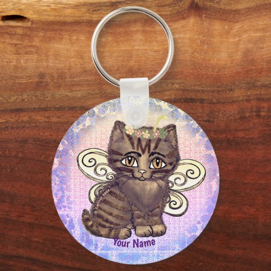 Bruin tafelblad cat Fairy Sleutelhanger (Voorkant)