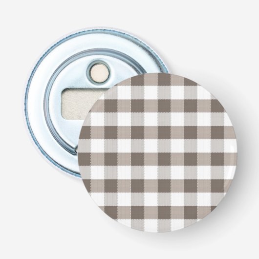 Bruin tafelkledipatroon button flesopener (Voorkant)