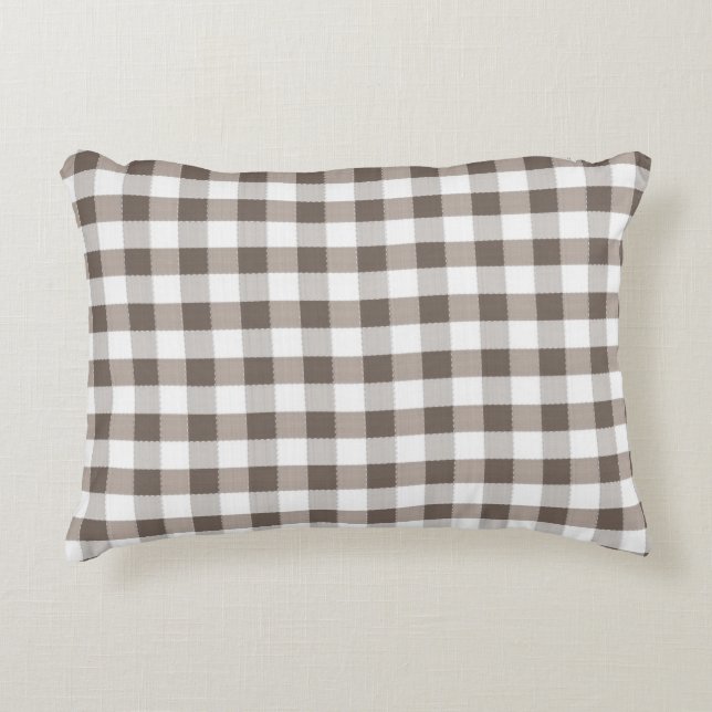 Bruin tafelkledipatroon decoratief kussen (Voorkant)