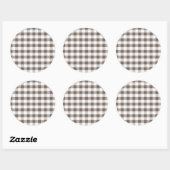 Bruin tafelkledipatroon ronde sticker (Vel)