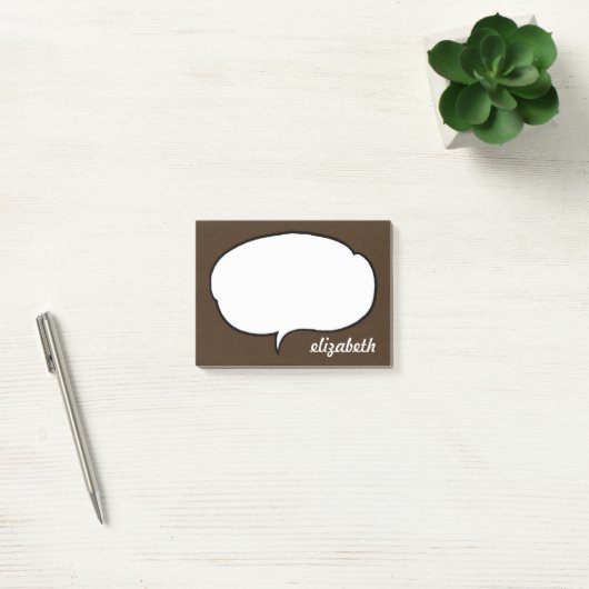 Bruin Talk Bubble Persoonlijke naam Post-it® Notes (Kantoor)