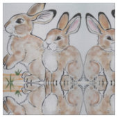 Bruin Tan Baby Bunny Rabbit Lively Fun Fabric Stof (Close Up)