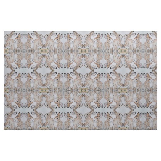 Bruin Tan Baby Bunny Rabbit Lively Fun Fabric Stof (Fat Quarter)