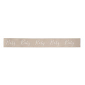 Bruin Tan Baby Script Elegant Baby shower Satijnen Lint (Voorkant)