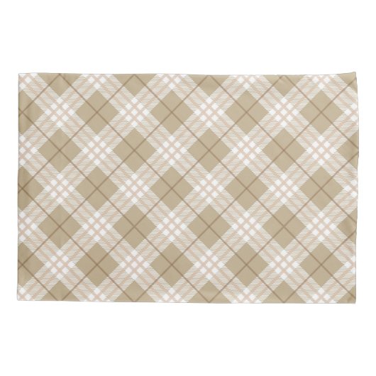 Bruin Tan Beige Buffalo Pset Tartan Kussensloop (Achterkant)