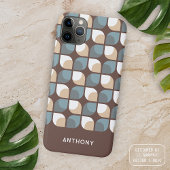 Bruin Tan Beige Grijs Blauw Mideeuw Kunstpatroon Case-Mate iPhone Case
