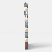 Bruin Tan Beige Grijs Blauw Mideeuw Kunstpatroon iPhone Hoesje (Linkerkant)