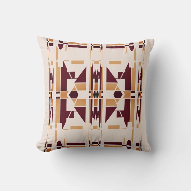 Bruin Tan Beige Zuidwest Art Look Grote Mozaïeken Kussen (Voorkant)