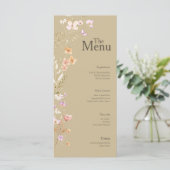 Bruin Tan Bloemen Wedding Event Menu Tafel Decor (Staand voorkant)