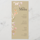 Bruin Tan Bloemen Wedding Event Menu Tafel Decor (Voorkant)
