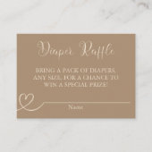 Bruin Tan Elegant Modern Luier Raffle Baby shower Informatiekaartje (Voorkant)