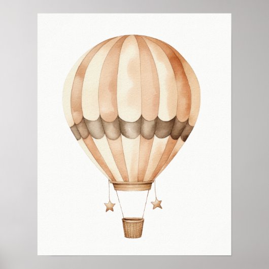 Bruin Tan en Crème  Hete Luchtballon Poster (Voorkant)