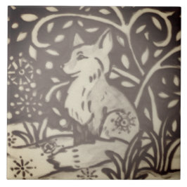 Bruin Tan Fox Snow Floral Foliage Woodland Decor Tegeltje
