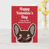 Bruin Tan Frans Bulldog Valentijnsdag Kaart (Gele Bloem)