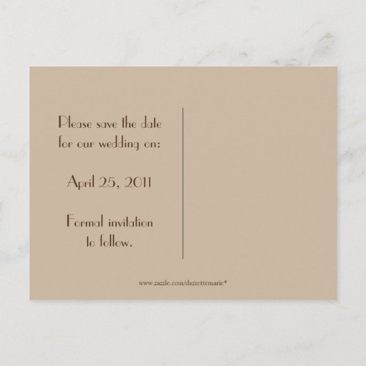 bruin tan gouden wervels save the date aankondigingskaart (Achterkant)