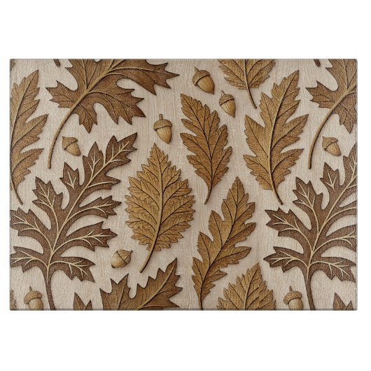 BRUIN & TAN HERFST HERFSTBLADEREN & EIKELS SNIJPLANK (Voorkant)