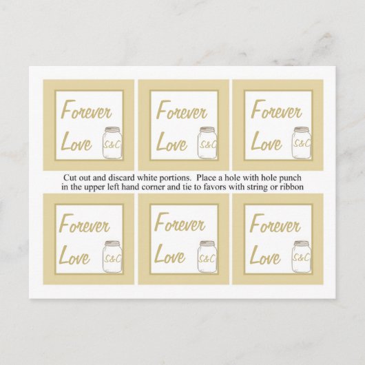 Bruin/Tan Mason Jar Bruiloft Favor Labels Briefkaart (Voorkant)