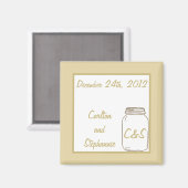 Bruin/Tan Mason Jar Bruiloft Magnet Favor (Voorkant / Achterkant)