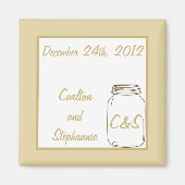 Bruin/Tan Mason Jar Bruiloft Magnet Favor (Voorkant)
