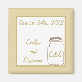 Bruin/Tan Mason Jar Bruiloft Magnet Favor