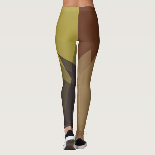 Bruin Tan Modern Geometric Pattern Leggings (Achterkant)