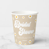Bruin Tan Retro Daisy Bloemen Bloemen Vrijgezellen Papieren Bekers (Achterkant)