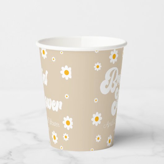 Bruin Tan Retro Daisy Bloemen Bloemen Vrijgezellen Papieren Bekers (Links)